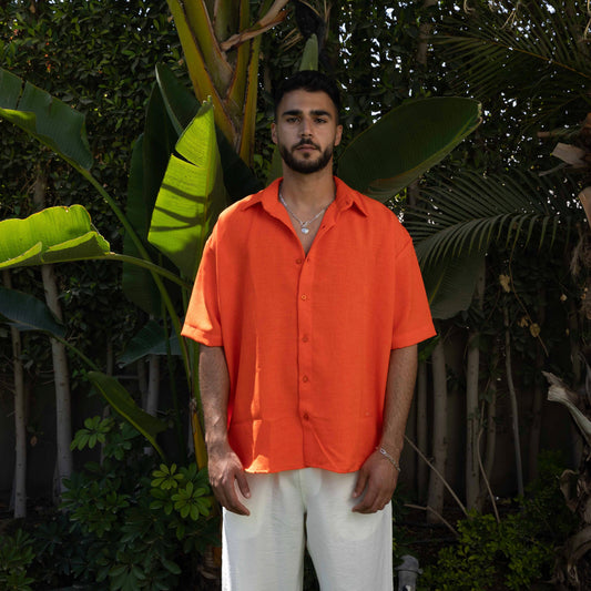 Orange Linen Shirt